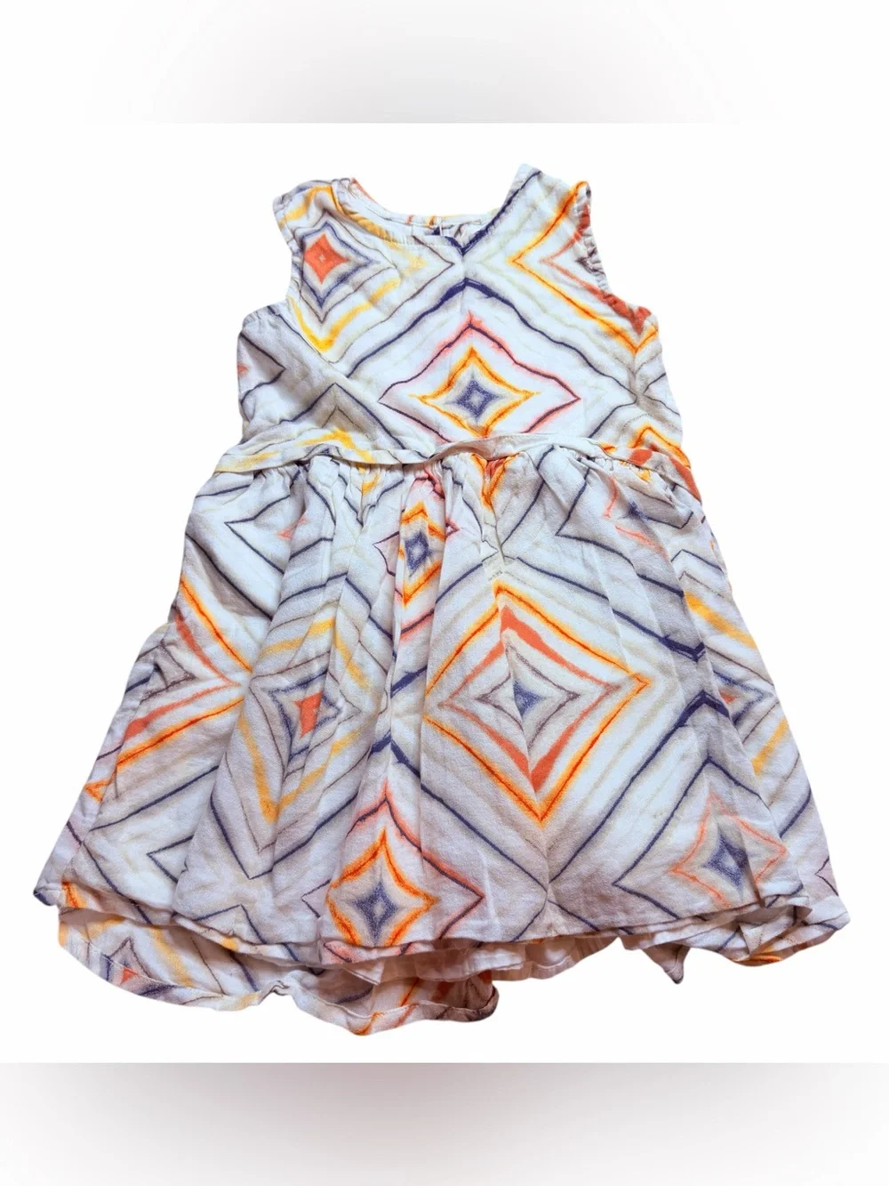 Old Navy Girls Dress Size 4T Geometric Print Sleeveless Fit & Flare Cotton
